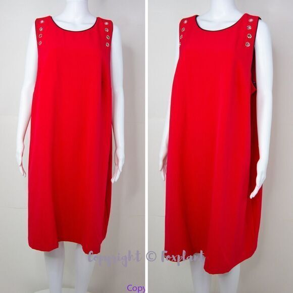 NEW Julia Jordan red sleeveless shift dress with mental cut-out detail, 16 - Picture 3 of 16